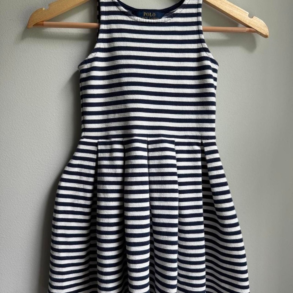 Polo Ralph Lauren white and navy striped dress in girls size S/7